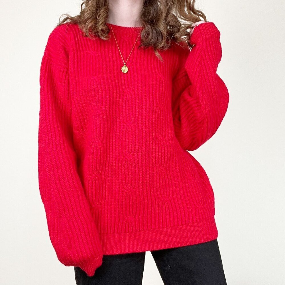 Vintage 100% Wool Fisherman Sweater Cable Knit Chunky Slouchy Oversized Luxury